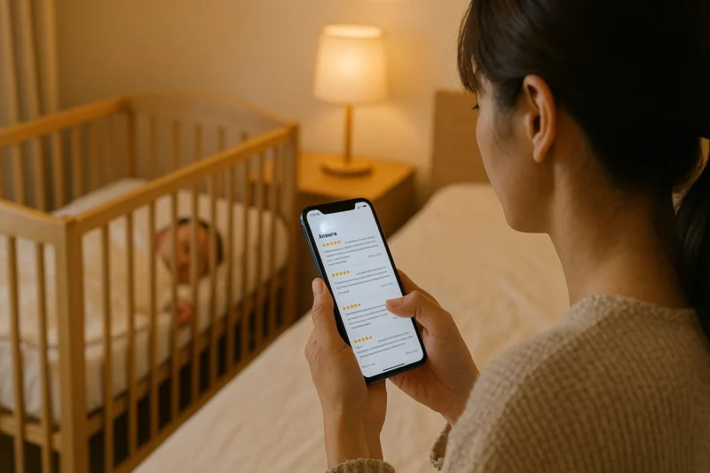 ベビー用品レンタルの口コミを確認する親