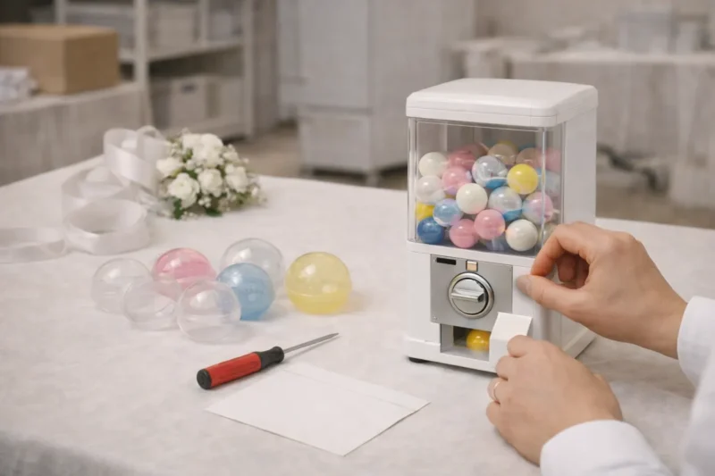 自作ガチャの準備イメージ（工作と試運転）