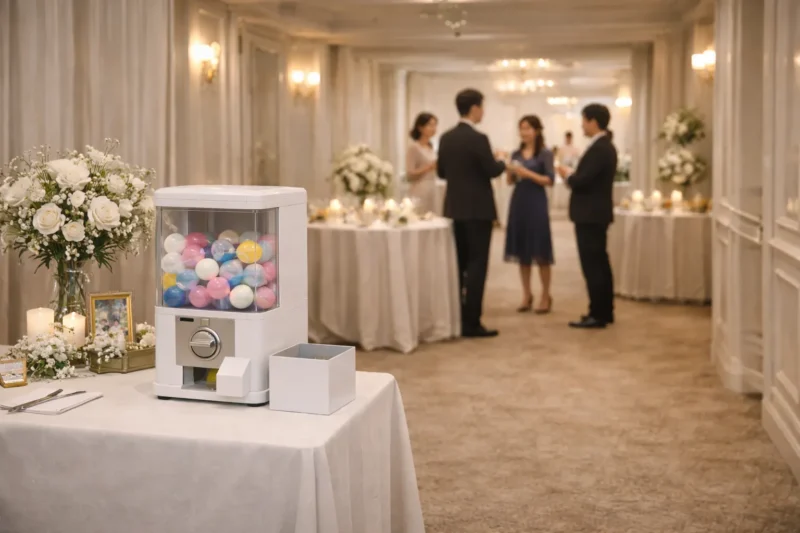 結婚式でガチャガチャを使うシーンのイメージ