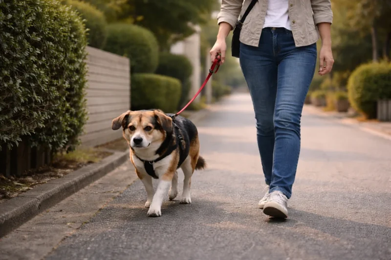 レンタル犬散歩中の安全確認イメージ
